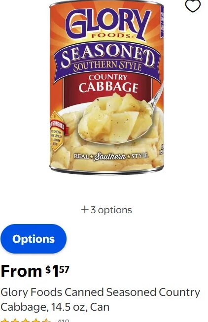 Glory Foods Canned Seasoned Country Cabbage