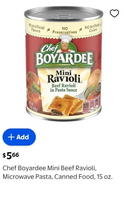 Chef Boyardee Mini Beef Ravioli, Microwave Pasta, Canned Food