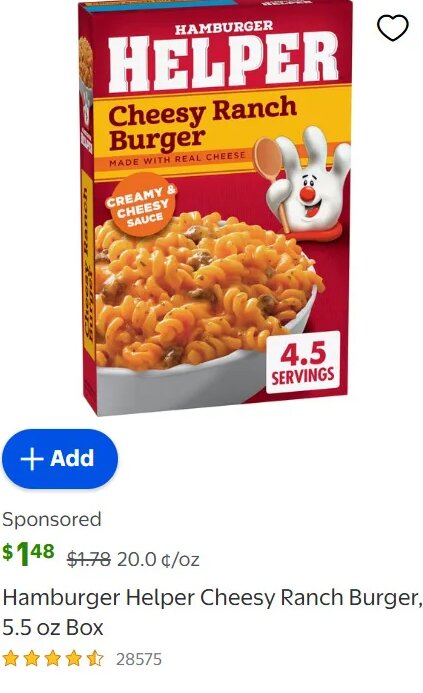 Hamburger Helper Cheesy Ranch Burger