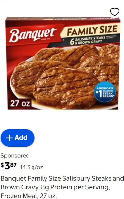 Banquet Family Size Salisbury Steaks and Brown Gravy at Walmart