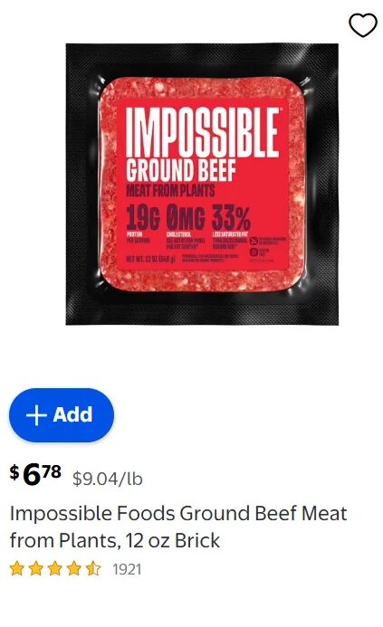 Impossible Foods Ground Beef Meat at Walmart