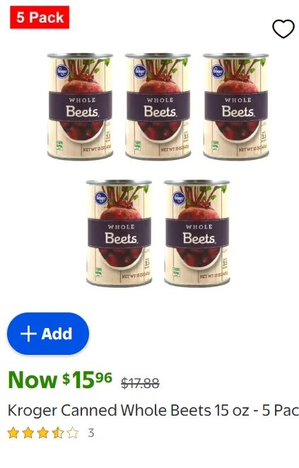 Kroger Canned Whole Beets