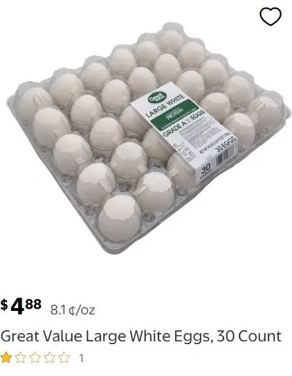 Great Value Large White Eggs at Walmart