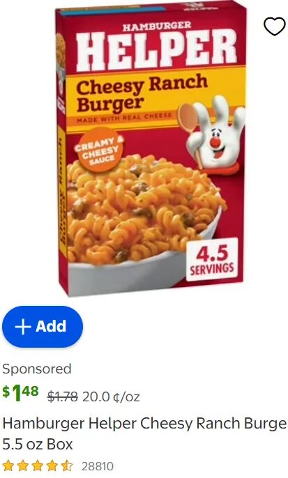 Hamburger Helper Cheesy Ranch Burger