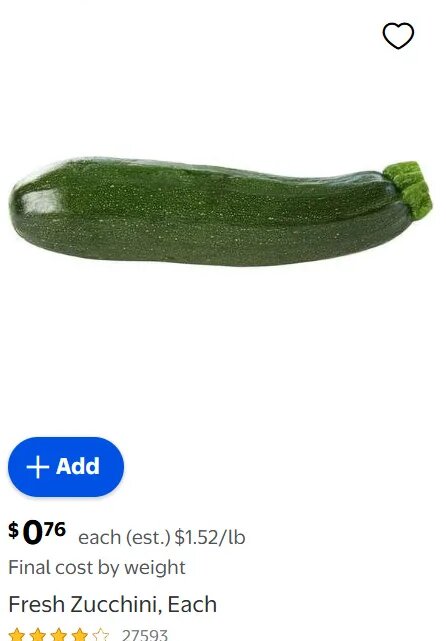 Fresh Zucchini, Each
