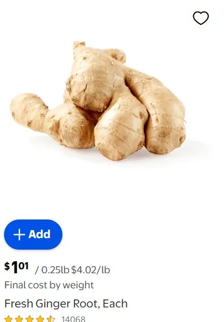 Fresh Ginger Root, Each