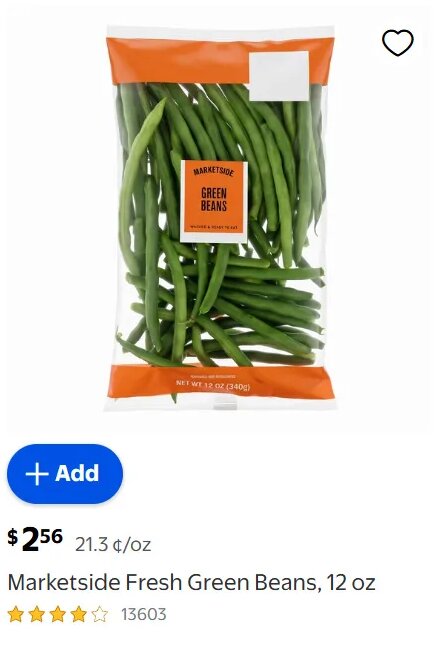 Marketside Fresh Green Beans, 12 oz