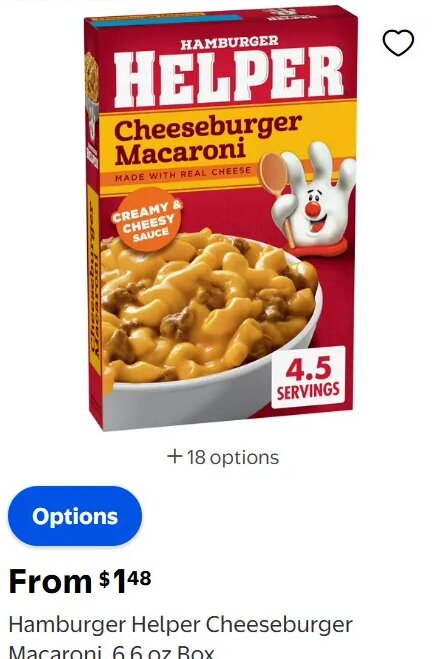 Hamburger Helper Cheeseburger Macaroni, 6.6 oz Box at Walmart