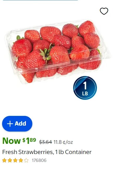 Fresh Strawberries, 1 lb Container