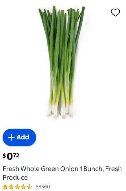 Fresh Whole Green Onion 1 Bunch, Fresh Produce