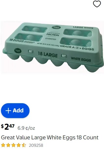 Great Value Large White Eggs at Walmart