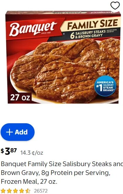 Banquet Family Size Salisbury Steaks and Brown Gravy