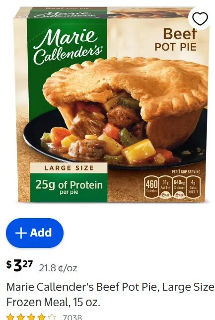 Marie Callender's Beef Pot Pie, Large Size, Frozen Meal, 15 oz.
