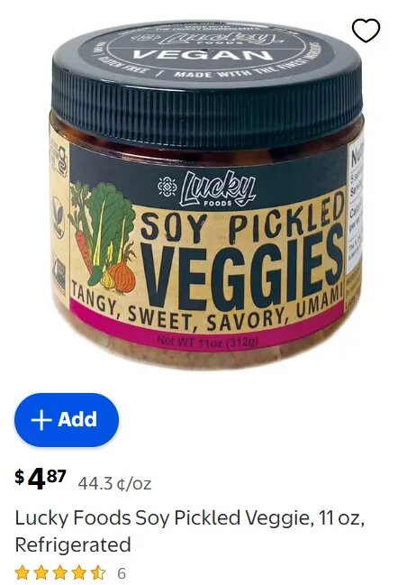 Lucky Foods Soy Pickled Veggie, 11 oz, Refrigerated