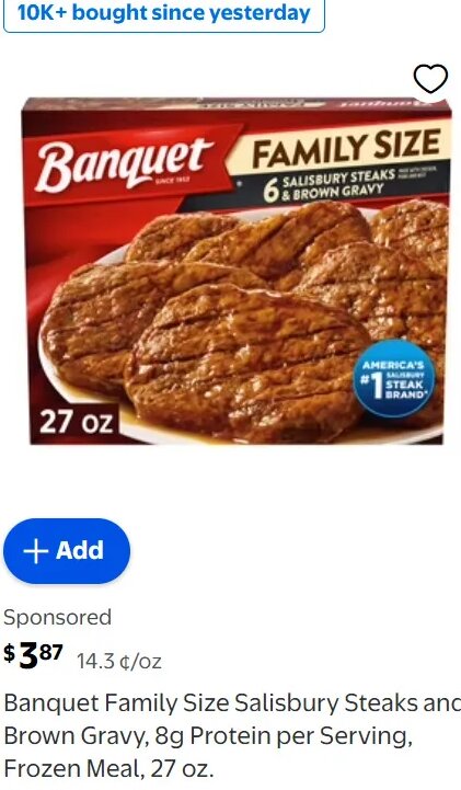 Banquet Family Size Salisbury Steaks and Brown Gravy