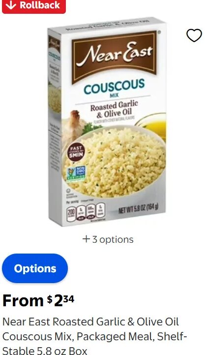 Near East Roasted Garlic & Olive Oil Couscous Mix at Walmart