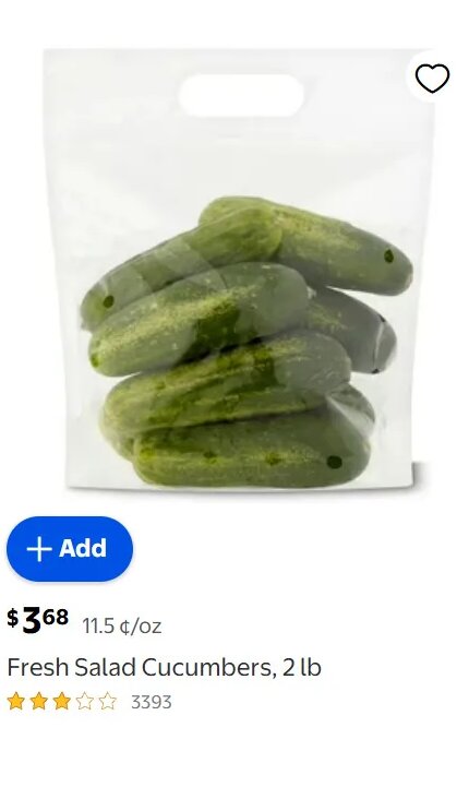 Fresh Salad Cucumbers at Walmart