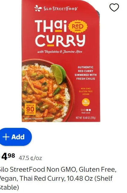 Silo StreetFood Non GMO, Gluten Free, Vegan, Thai Red Curry, 10.48 Oz (Shelf Stable)