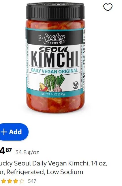 Lucky Seoul Daily Vegan Kimchi, 14 oz, Jar, Refrigerated, Low Sodium