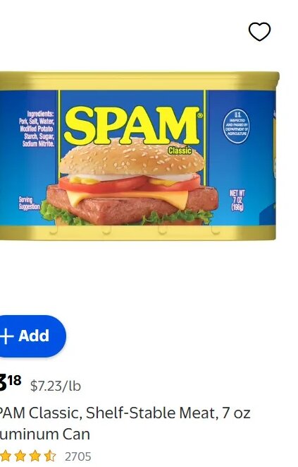 SPAM Classic, Shelf-Stable Meat, 7 oz Aluminum Can at Walmart