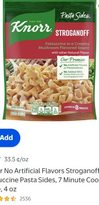 Knorr No Artificial Flavors Stroganoff Fettuccine Pasta Sides at Walmart