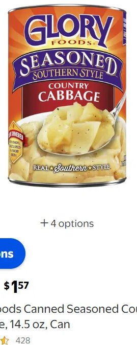 Glory Foods Canned Seasoned Country Cabbage