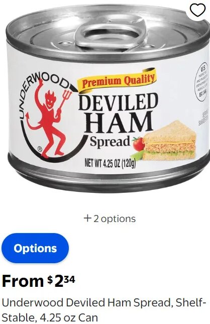 Underwood Deviled Ham Spread, Shelf-Stable, 4.25 oz Can