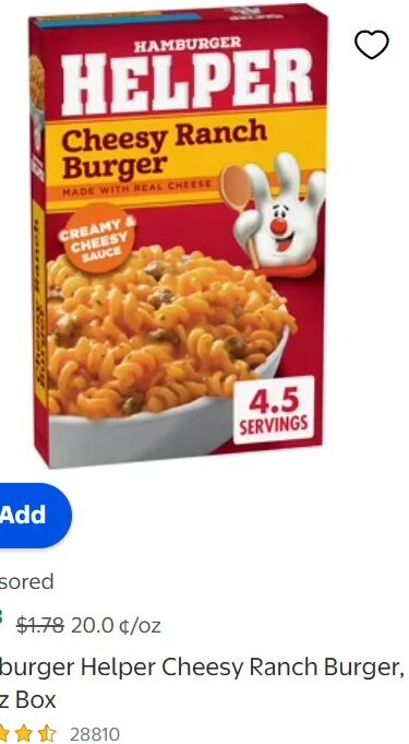 Hamburger Helper Cheesy Ranch Burger