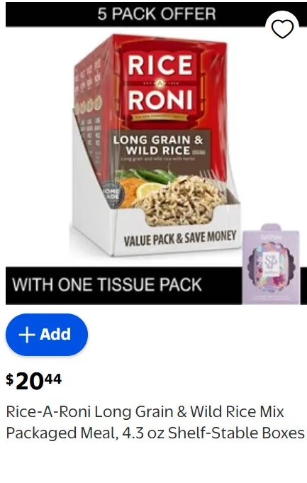 Rice-A-Roni Long Grain & Wild Rice Mix Packaged Meal at Walmart