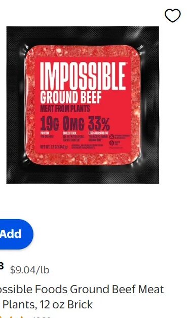 Impossible Foods Ground Beef Meat from Plants, 12 oz Brick at Walmart