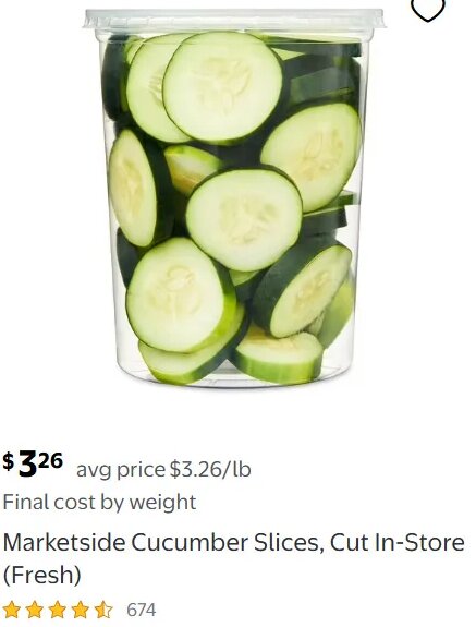 Marketside Cucumber Slices, Cut In-Store (Fresh)