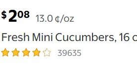 Fresh Mini Cucumbers, 16 oz