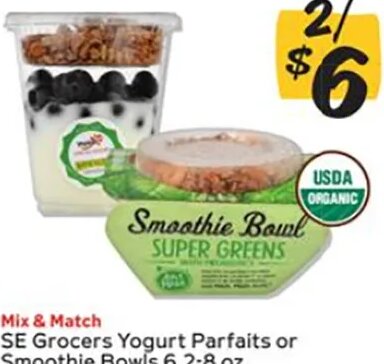 SE Grocers Yogurt Parfaits or Smoothie Bowls at Winn-Dixie