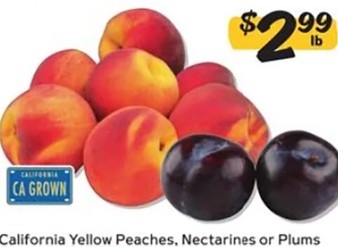 California Yellow Peaches, Nectarines or Plums