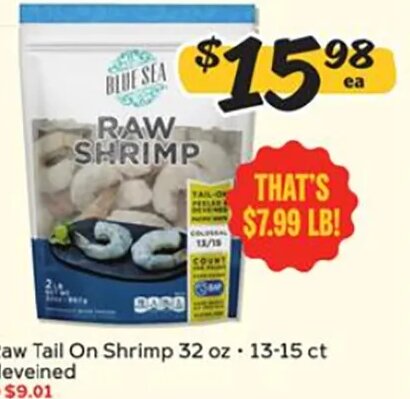 Blue Sea Raw Tail On Shrimp