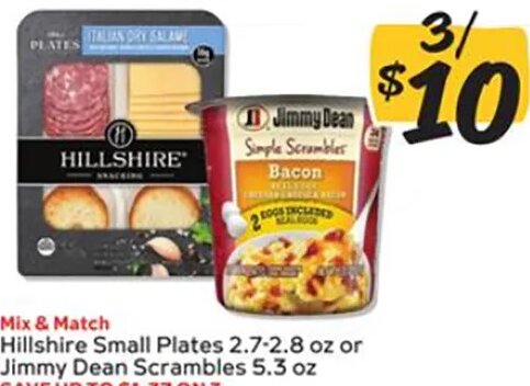 Hillshire Small Plates or Jimmy Dean Scrambles at Winn-Dixie