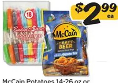 McCain Potatoes or Budget Saver Twin Pops at Winn-Dixie