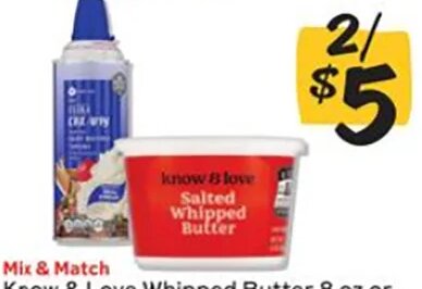 Know & Love Whipped Butter or SE Grocers Whipped Topping at Winn-Dixie