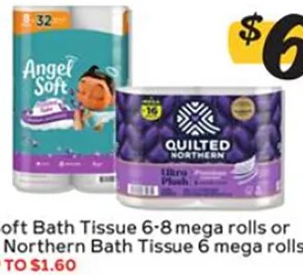 Angel Soft Bath Tissue or Quilted Northern Bath Tissue at Winn-Dixie