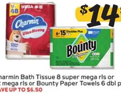 Charmin Bath Tissue or Bounty Paper Towels at Winn-Dixie
