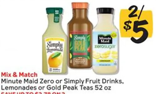 Minute Maid Zero or Simply Fruit Drinks, Lemonades or Gold Peak Teas at Winn-Dixie