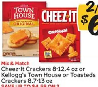 Cheez-It Crackers 8-12.4 oz or Kellogg's Town House or Toasteds Crackers 8.7-13 oz at Winn-Dixie