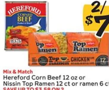 Hereford Corn Beef 12 oz or Nissin Top Ramen 12 ct or ramen 6 ct at Winn-Dixie