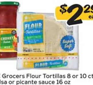 SE Grocers Flour Tortillas 8 or 10 ct or salsa or picante sauce 16 oz at Winn-Dixie