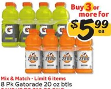 8 Pk Gatorade 20 oz btls at Winn-Dixie