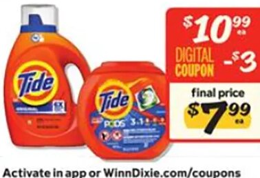 Tide Laundry Detergent or Pods at Winn-Dixie