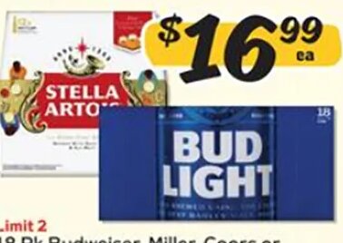 Budweiser, Miller, Coors or Yuengling at Winn-Dixie