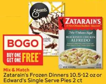 Zatarain's Frozen Dinners 10.5-12 oz or Edward's Single Serve Pies 2 ct