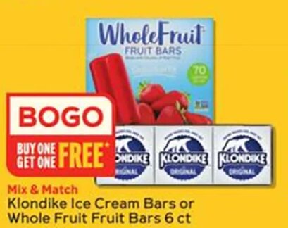 Klondike Ice Cream Bars or Whole Fruit Fruit Bars 6 ct