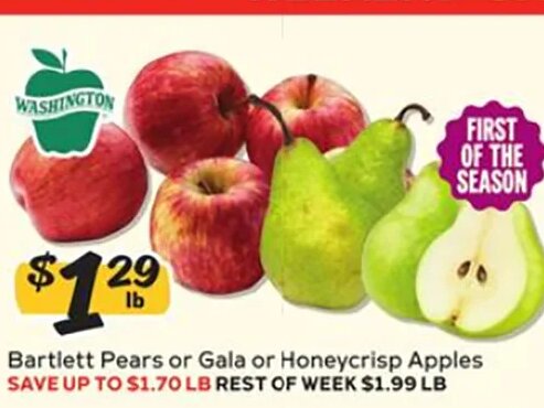 Bartlett Pears or Gala or Honeycrisp Apples at Winn-Dixie